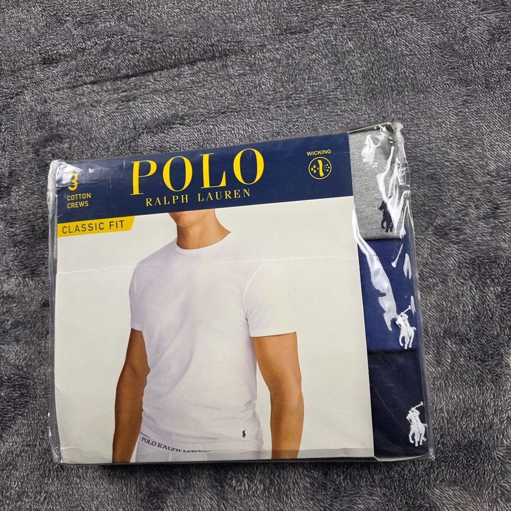 Polo Ralph Lauren Classic Fit Crew Neck Moisture Wicking T Shirt 3 Pack Mens S